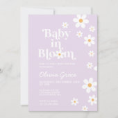 Baby in Bloom paarse Daisy Baby shower Invitation Kaart (Voorkant)