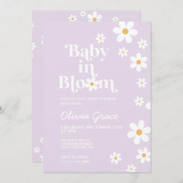 Baby in Bloom paarse Daisy Baby shower Invitation Kaart