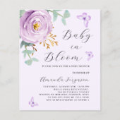 Baby in Bloom paarse rozen vlinder Baby shower (Voorkant)