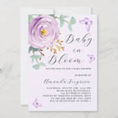 Baby in Bloom paarse rozen vlinder Baby shower Kaart (Voorkant)