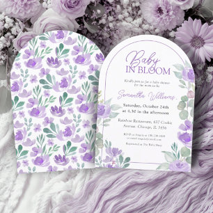 Baby In Bloom Paarse Watercolor Baby Shower Kaart