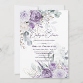 Baby in Bloom Paarse Waterverf Modern Baby shower Kaart (Voorkant)