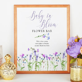 Baby in Bloom Paarse Wilde Bloembalk Poster
