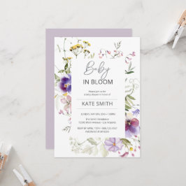 Baby in Bloom Paarse Wilde Bloemen Badset Kaart