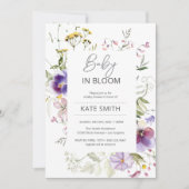 Baby in Bloom Paarse Wilde Bloemen Shower Kaart (Voorkant)