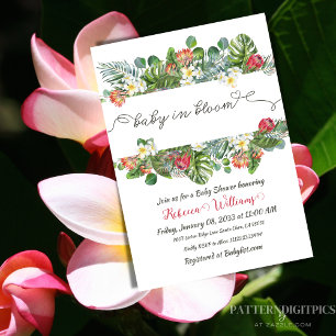 Baby in Bloom Palm Greenery Tropical Floral Shower Kaart