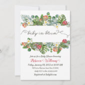 Baby in Bloom Palm Greenery Tropical Floral Shower Kaart (Voorkant)