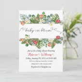 Baby in Bloom Palm Greenery Tropical Floral Shower Kaart (Staand voorkant)