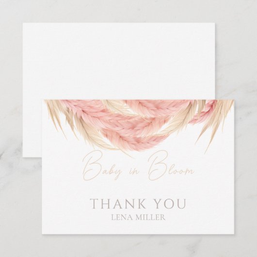 Baby in Bloom Pampas Grass Baby shower Bedankkaart (Voorkant / Achterkant)