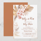 Baby in Bloom Pampas Grass Boho Meisje Baby shower Kaart (Voorkant / Achterkant)