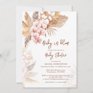 Baby in Bloom Pampas Grass Boho Meisje Baby shower Kaart