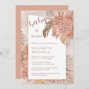 Baby in Bloom Pampas Grass en Hydrangeas Shower Kaart