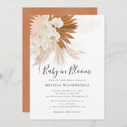 Baby in Bloom Pampas Grass Herfst Douche Kaart (Voorkant / Achterkant)