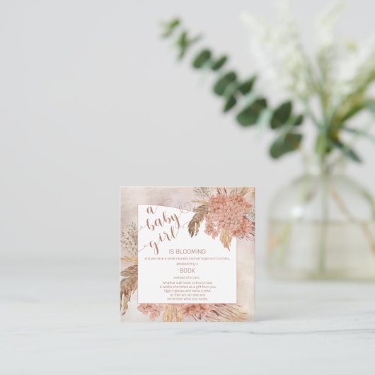 Baby in Bloom Pampas Grass Hydrangea Book Request Informatiekaartje (Staand voorkant)
