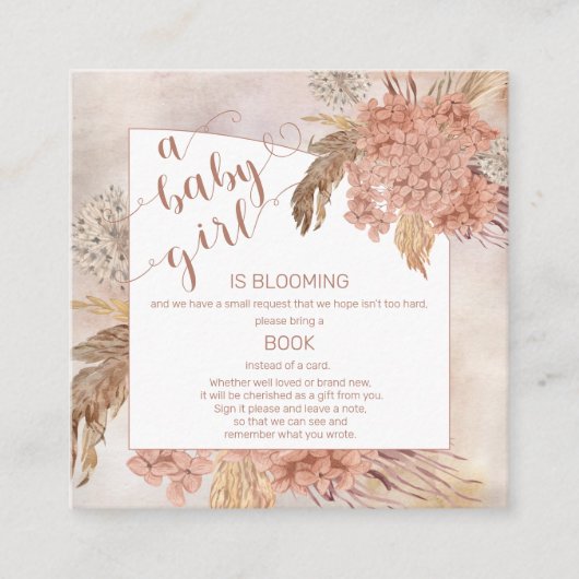 Baby in Bloom Pampas Grass Hydrangea Book Request Informatiekaartje (Voorkant)