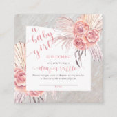 Baby in Bloom Pampas Grass Roze Roos Luier Raffle Informatiekaartje (Voorkant)