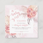 Baby in Bloom Pampas Grass Roze Roos Luier Raffle Informatiekaartje (Voorkant)