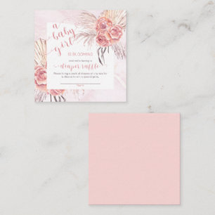 Baby in Bloom Pampas Grass Roze Roos Luier Raffle Informatiekaartje