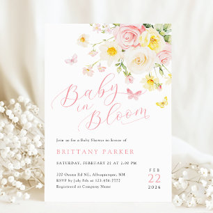 Baby in Bloom Pastel Bloemen Baby shower Kaart