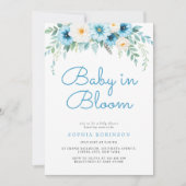 Baby in Bloom Pastel Blue Floral Baby shower Kaart (Voorkant)