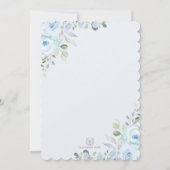 Baby in Bloom Pastel Blue Silver Floral Boy Shower Kaart (Achterkant)
