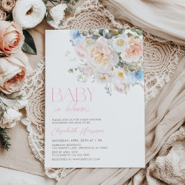 Baby in Bloom Pastel Floral Baby shower Uitnodigin Kaart