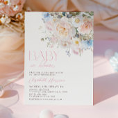 Baby in Bloom Pastel Floral Baby shower Uitnodigin Kaart