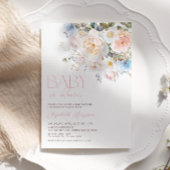 Baby in Bloom Pastel Floral Baby shower Uitnodigin Kaart