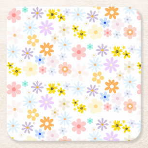 Baby in Bloom Pastel Floral Retro Baby shower Kartonnen Onderzetters