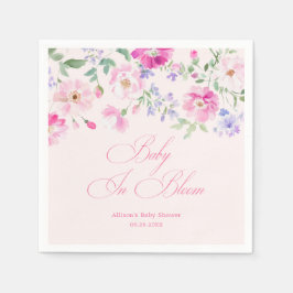 Baby In Bloom Pastel Pink Floral Baby Shower Servet