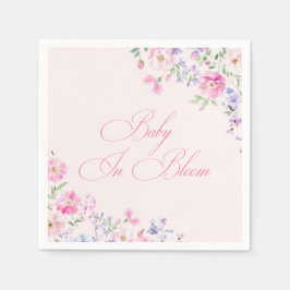 Baby In Bloom Pastel Pink Floral Baby Shower Servet