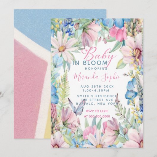 Baby in Bloom Pastel Wildflower Baby shower Kaart (Voorkant / Achterkant)