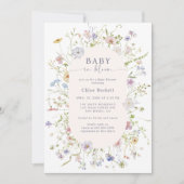Baby in Bloom Pastel Wildflower Baby shower Kaart (Voorkant)