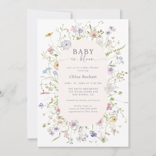 Baby in Bloom Pastel Wildflower Baby shower Kaart (Voorkant)