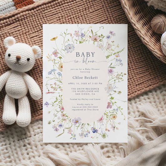 Baby in Bloom Pastel Wildflower Baby shower Kaart