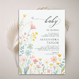 Baby in Bloom Pastel Wildflowers Baby Girl Shower Kaart