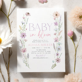 Baby in Bloom Pastel Wildflowers Baby Shower Kaart