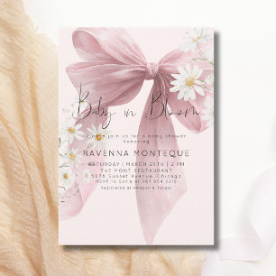 Baby in Bloom Pastelroze Strik Met Bloemen Baby Sh Kaart