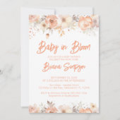 Baby in Bloom Peach Floral Baby shower Kaart (Voorkant)