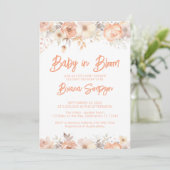 Baby in Bloom Peach Floral Baby shower Kaart (Staand voorkant)