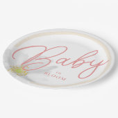 Baby in Bloom Peach White Daisy Theme Papieren Bordje (Gekanteld)