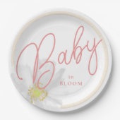 Baby in Bloom Peach White Daisy Theme Papieren Bordje (Voorkant)
