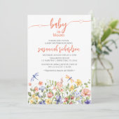 Baby in Bloom Peach Wildflower Baby shower Kaart (Staand voorkant)