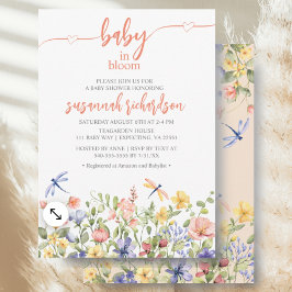 Baby in Bloom Peach Wildflower Baby shower Kaart
