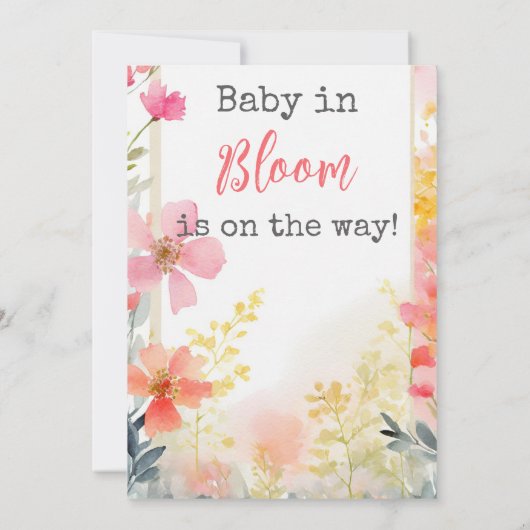 Baby in Bloom Peach Wildflower Floral Baby shower Kaart (Achterkant)