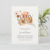 Baby in Bloom Peachy Baby shower Uitnodiging (Staand voorkant)