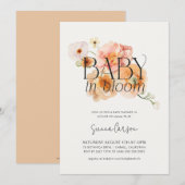 Baby in Bloom Peachy Baby shower Uitnodiging (Voorkant / Achterkant)