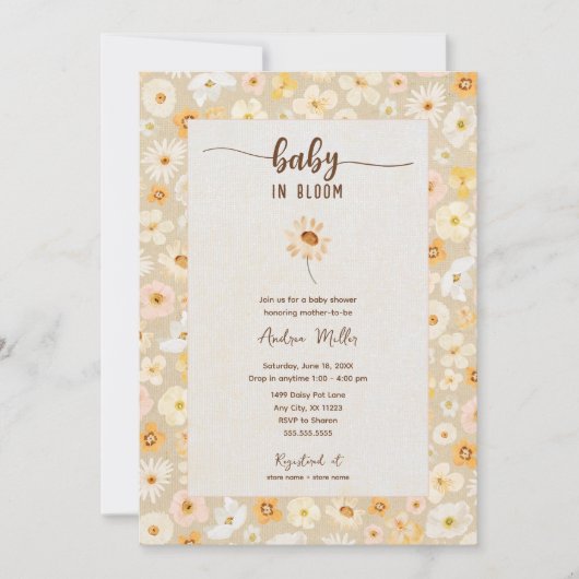 Baby in Bloom persbloemen Uitnodiging (Voorkant)