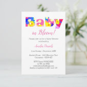 Baby in Bloom Pink Baby shower Invitation Aankondiging (Staand voorkant)
