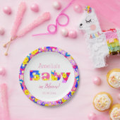 Baby in Bloom Pink Baby shower Papieren Bordje (Feest)